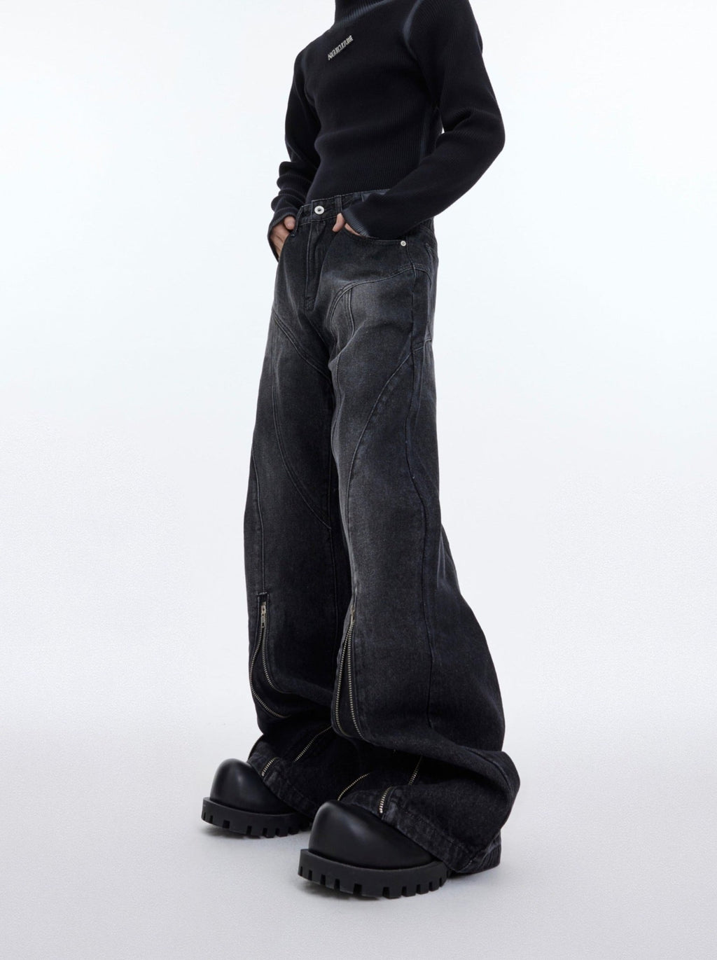 ArguE CulturE Metal Zipper Flared Denim - COPPING THREADS - ArguE CulturE