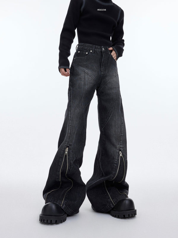 ArguE CulturE Metal Zipper Flared Denim - COPPING THREADS - ArguE CulturE