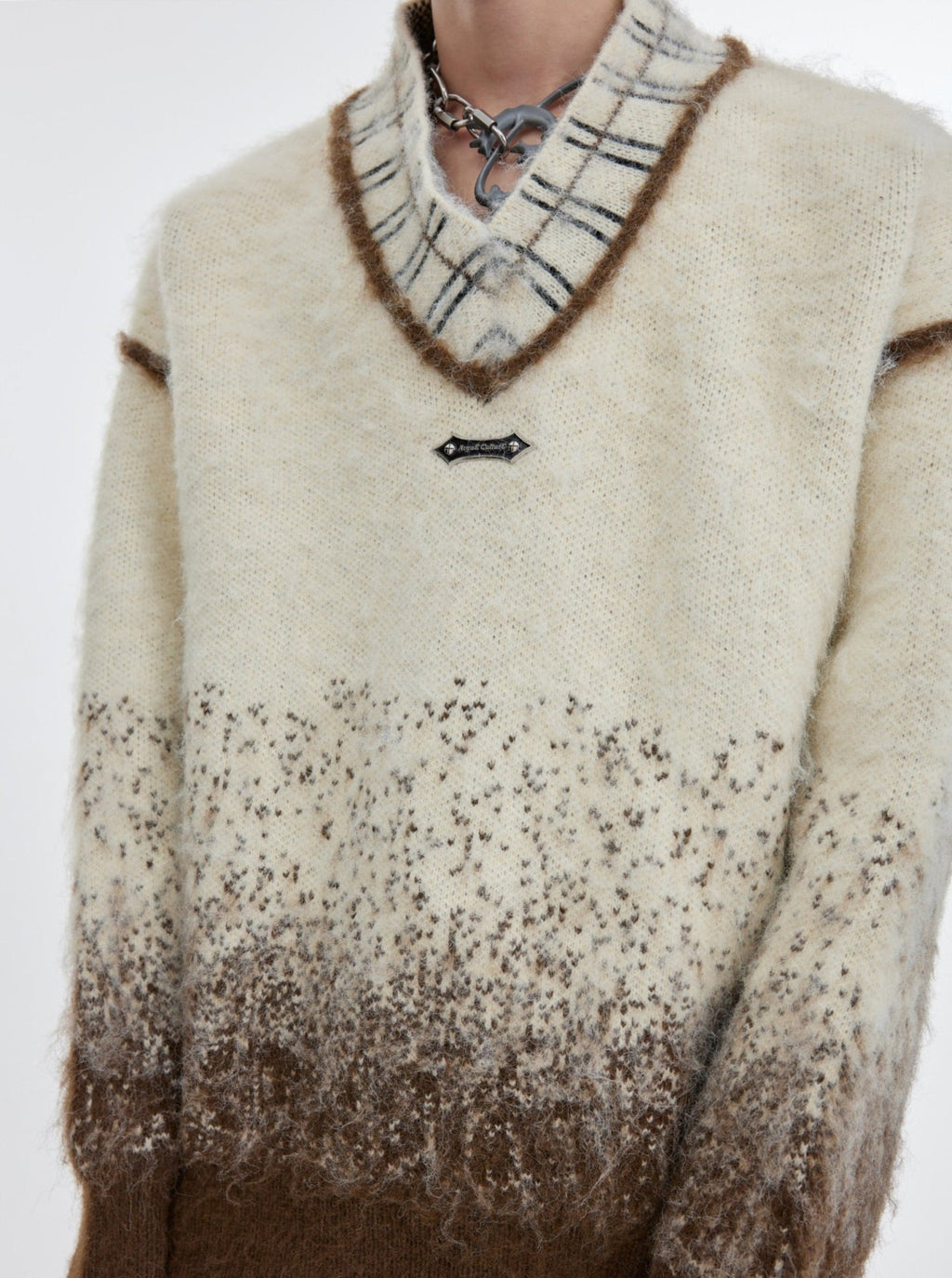 ArguE CulturE Polka Dot Gradient V - neck Silhouette Sweater - COPPING THREADS - ArguE CulturE