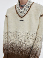 ArguE CulturE Polka Dot Gradient V - neck Silhouette Sweater - COPPING THREADS - ArguE CulturE