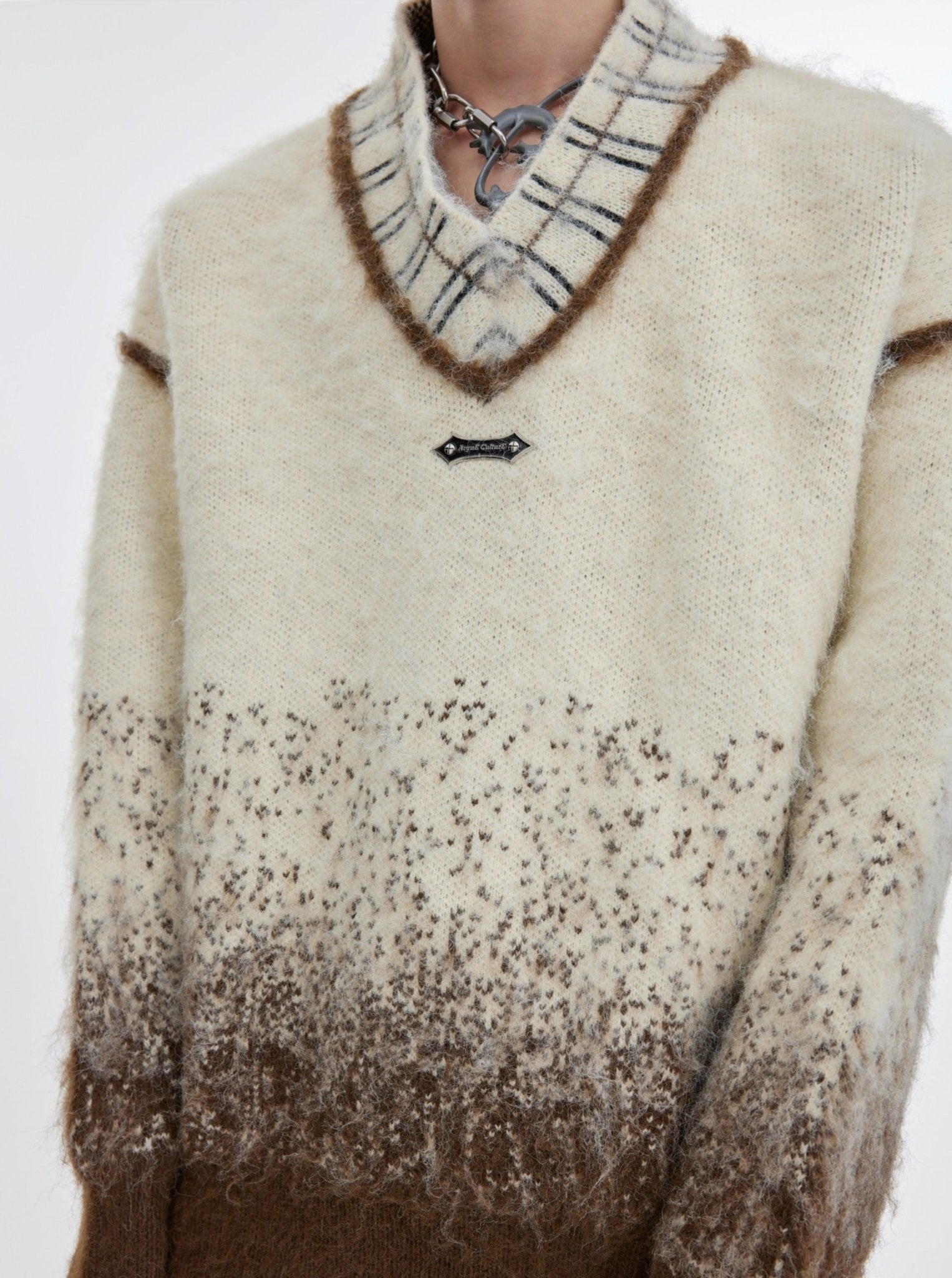 ArguE CulturE Polka Dot Gradient V - neck Silhouette Sweater - COPPING THREADS - ArguE CulturE