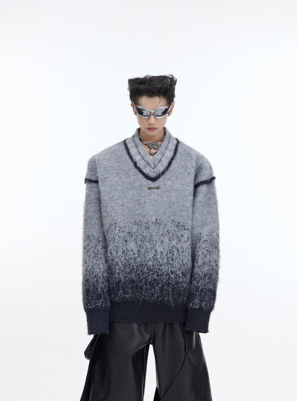 ArguE CulturE Polka Dot Gradient V - neck Silhouette Sweater - COPPING THREADS - ArguE CulturE