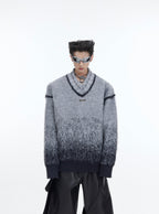 ArguE CulturE Polka Dot Gradient V - neck Silhouette Sweater - COPPING THREADS - ArguE CulturE