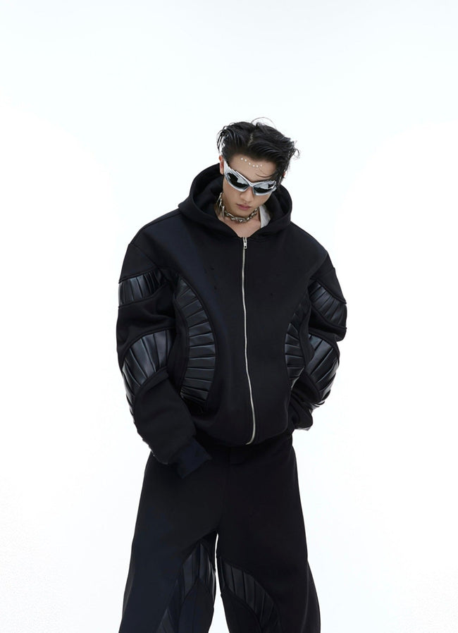 ArguE CulturE PU Leather Patchwork Hoodie - COPPING THREADS - ArguE CulturE Hover Image