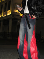 ArguE CulturE PU Leather Washed Patchwork Contrast Denim - COPPING THREADS - ArguE CulturE