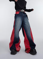 ArguE CulturE PU Leather Washed Patchwork Contrast Denim - COPPING THREADS - ArguE CulturE