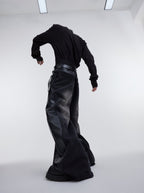 ArguE CulturE PU Leather Washed Patchwork Contrast Denim - COPPING THREADS - ArguE CulturE