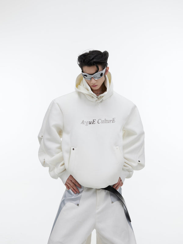 ArguE CulturE Sequined Double - Layer Metal Button Hoodie - COPPING THREADS - ArguE CulturE