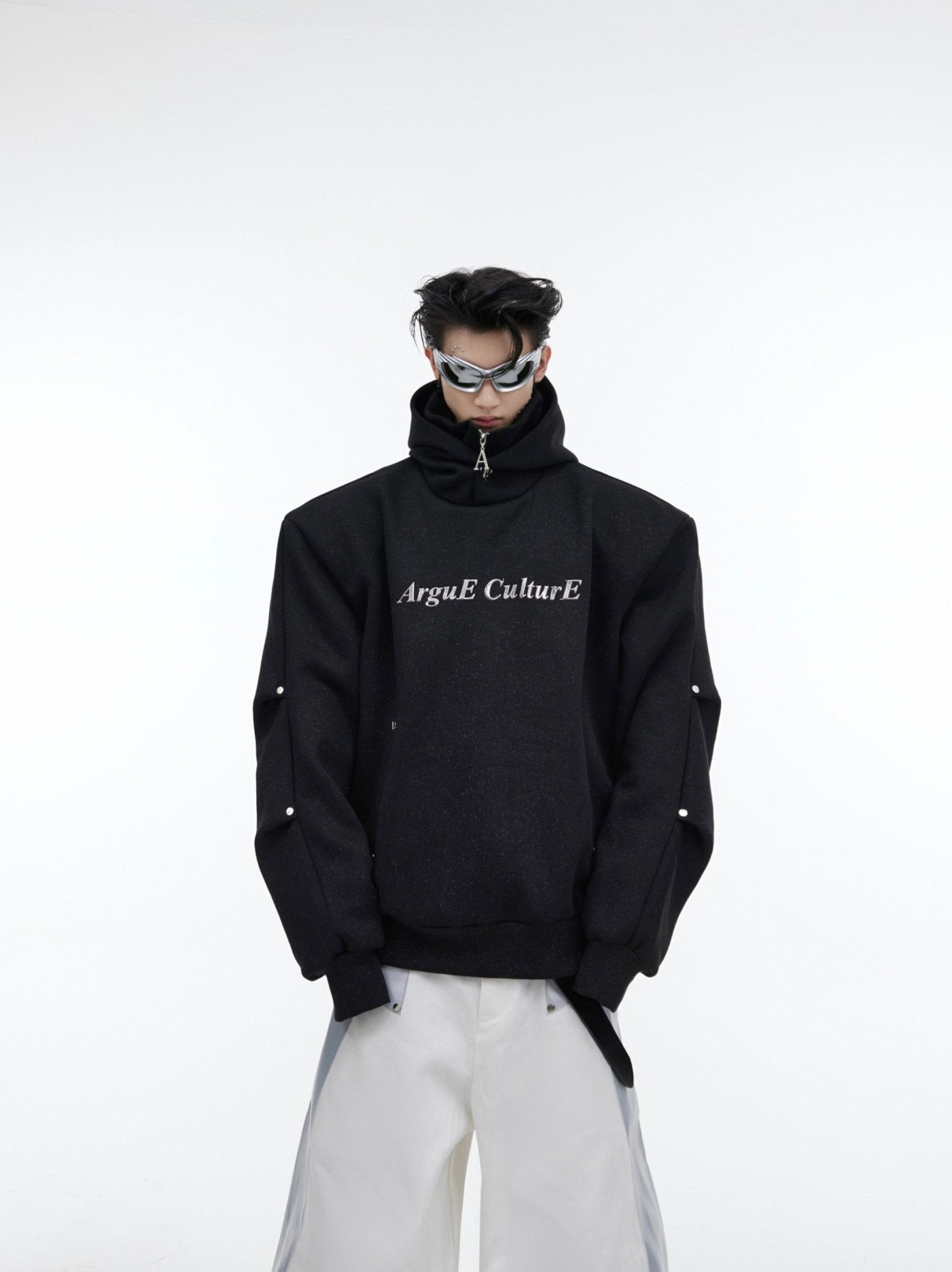 ArguE CulturE Sequined Double - Layer Metal Button Hoodie - COPPING THREADS - ArguE CulturE