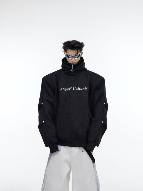 ArguE CulturE Sequined Double - Layer Metal Button Hoodie - COPPING THREADS - ArguE CulturE