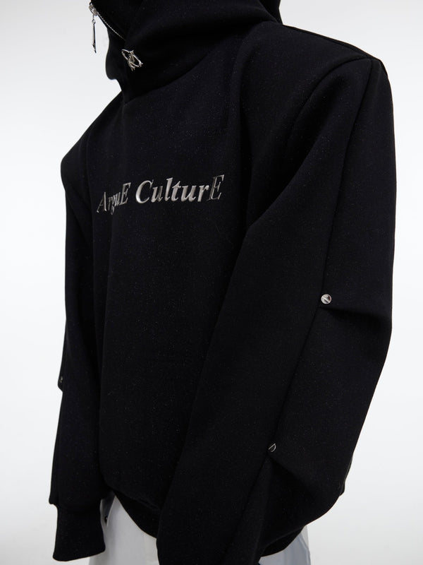 ArguE CulturE Sequined Double - Layer Metal Button Hoodie - COPPING THREADS - ArguE CulturE