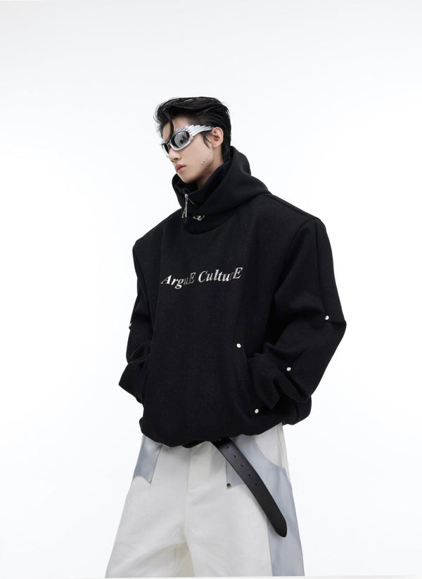 ArguE CulturE Sequined Double - Layer Metal Button Hoodie - COPPING THREADS - ArguE CulturE