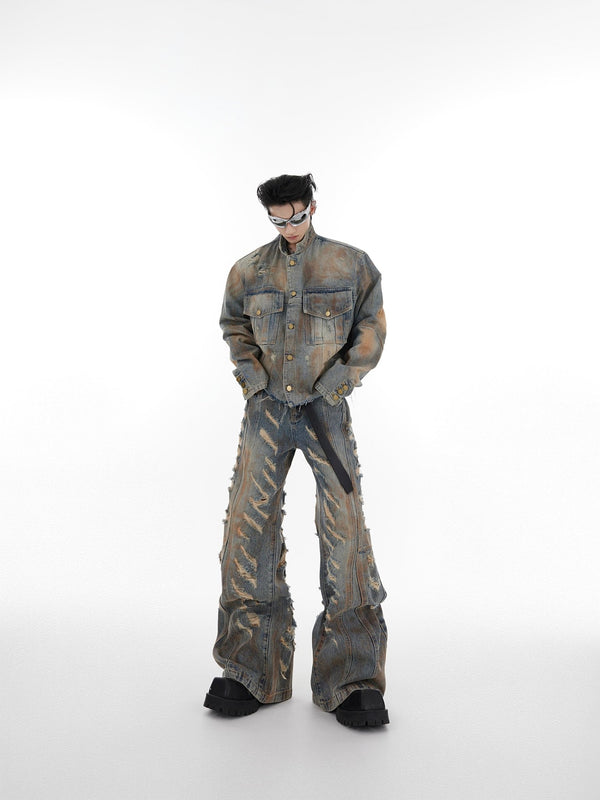 ArguE CulturE Wasteland Distressed Vintage Denim Jacket - COPPING THREADS - ArguE CulturE
