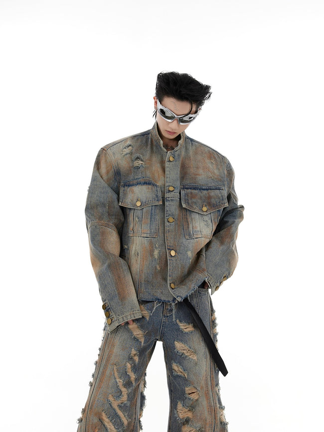 ArguE CulturE Wasteland Distressed Vintage Denim Jacket - COPPING THREADS - ArguE CulturE Hover Image