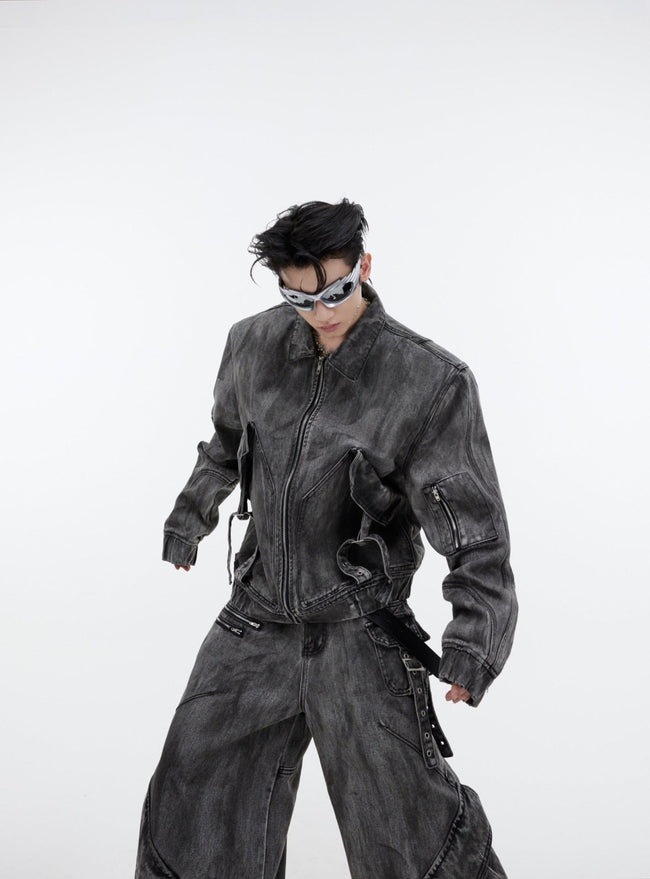 ArguE CulturE Wasteland Style Oversized Pocket Denim Jacket Main Image