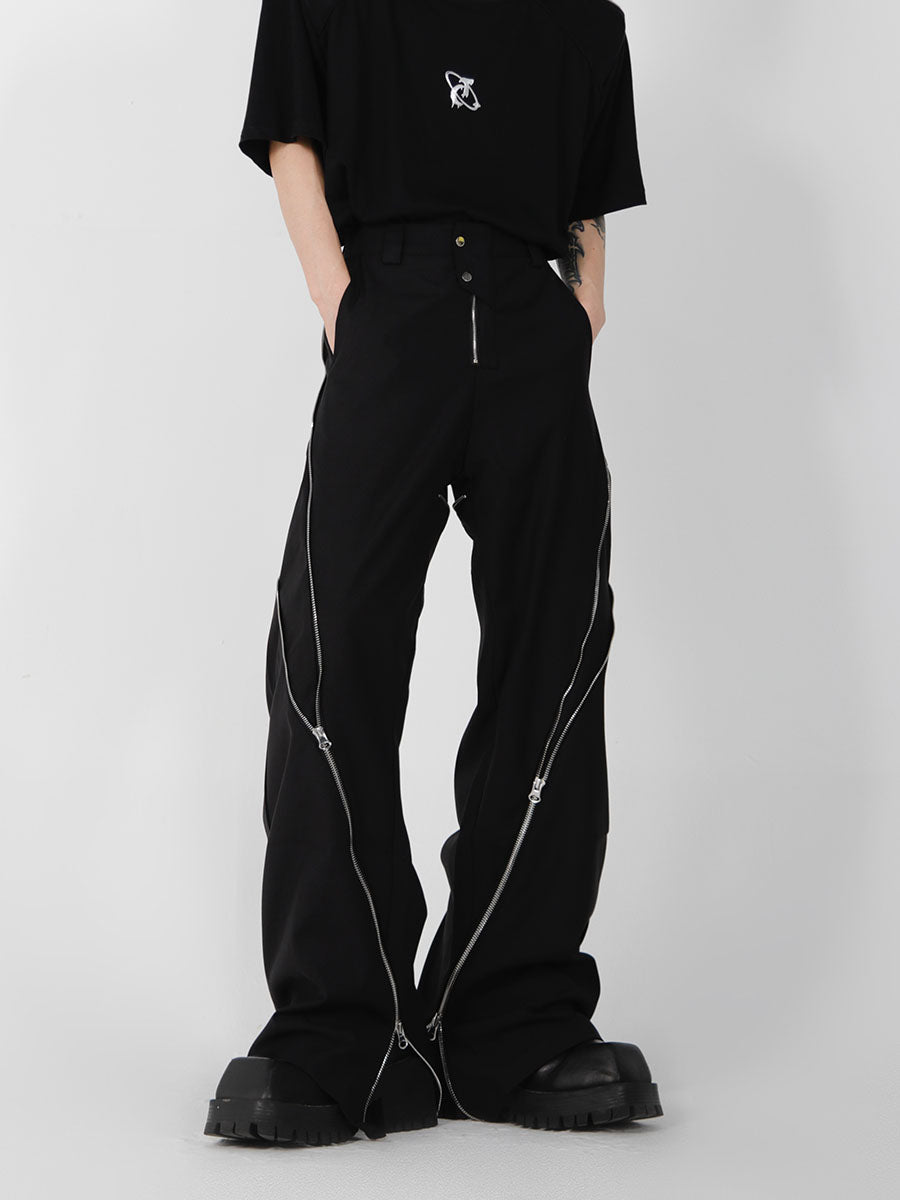 ArguE CulturE Zipper Slit Trousers Black - COPPING THREADS - ArguE CulturE