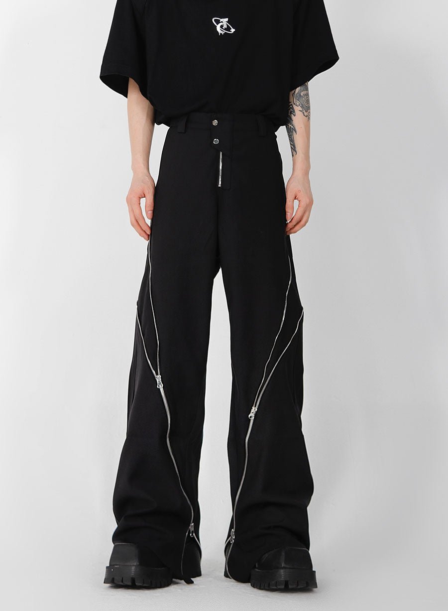 ArguE CulturE Zipper Slit Trousers Black - COPPING THREADS - ArguE CulturE 메인 이미지
