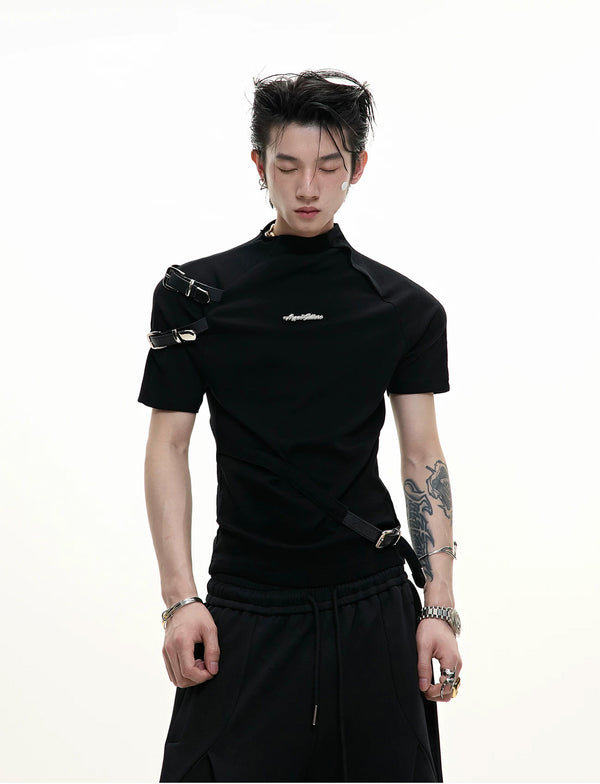 Argue Culture Belted Stand-Collar Fitted T-Shirt - product detail view 2