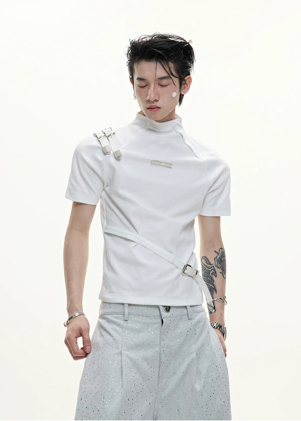 Argue Culture Belted Stand-Collar Fitted T-Shirt - product detail view 5