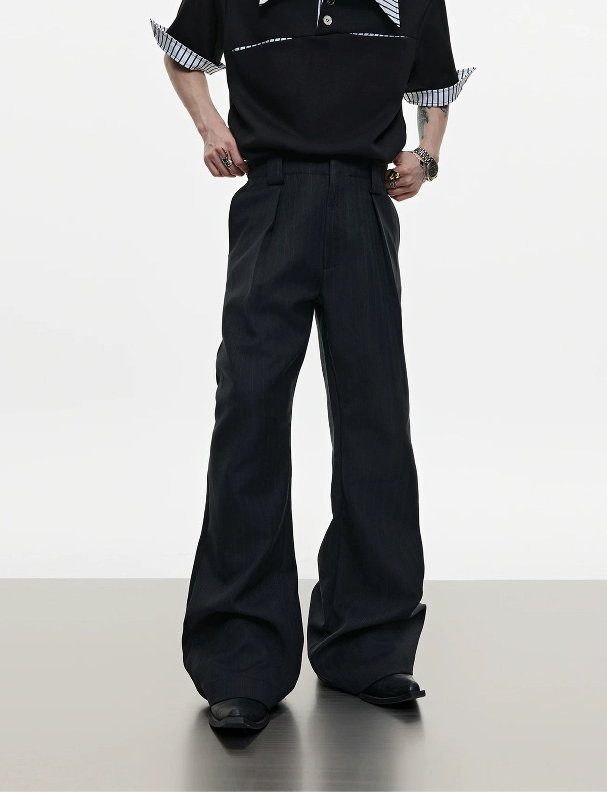Argue Culture Embroidered Micro-Flare Tailored Pants - product detail view 7