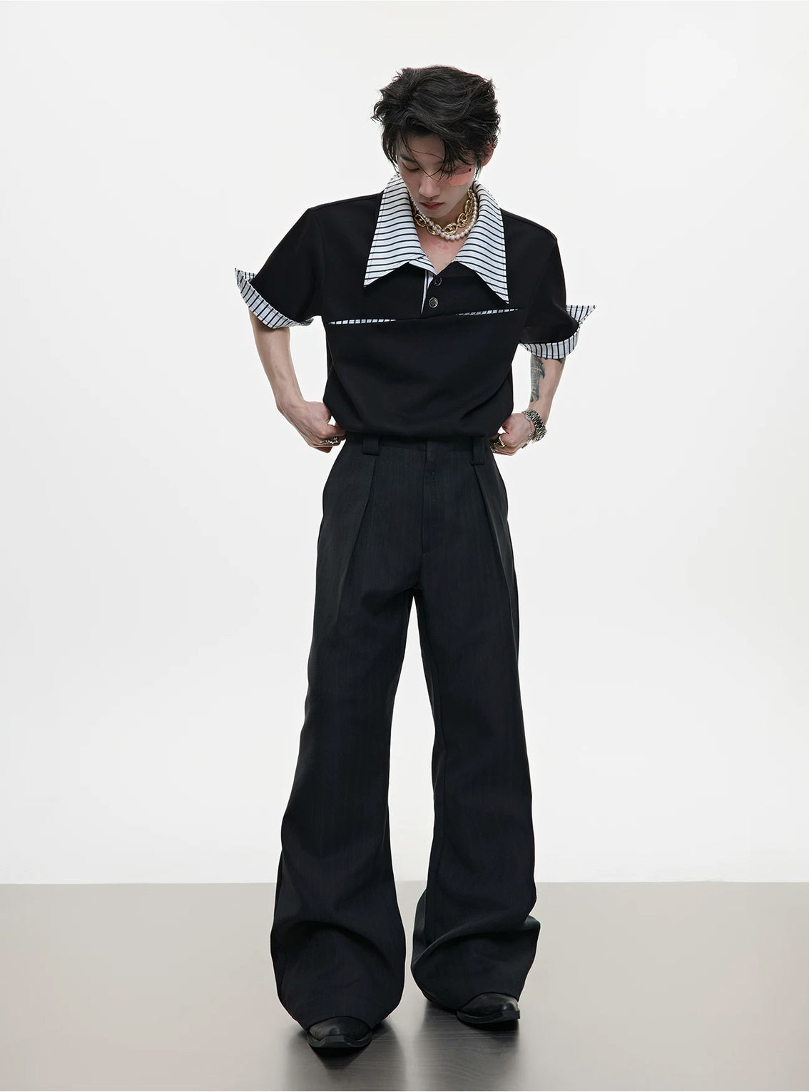 Argue Culture Embroidered Micro-Flare Tailored Pants - product detail view 13