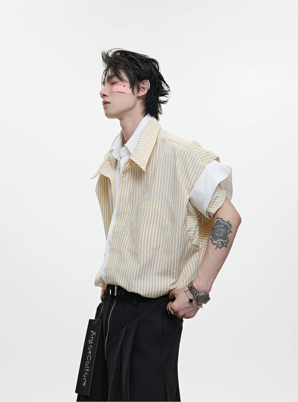 Argue Culture Layered Stripe Relaxed Short-Sleeve Shirt - product detail view 6