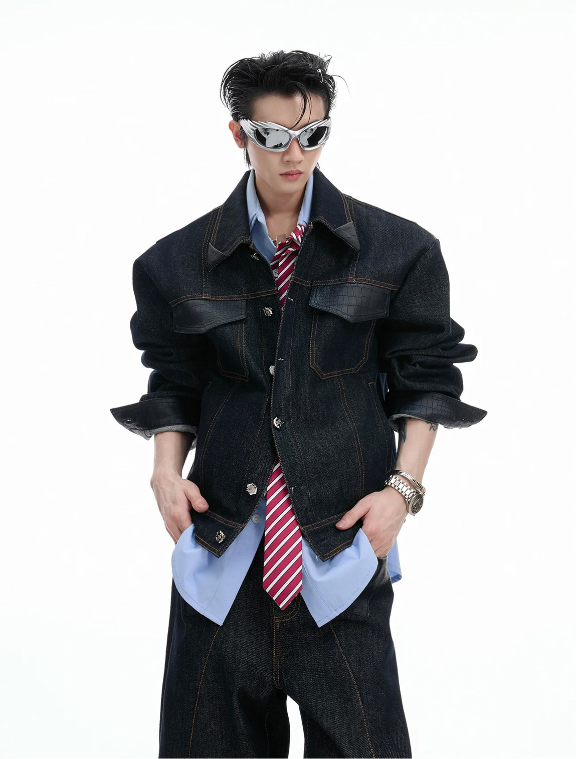 Argue Culture Croc-Trim Cropped Jacket and Pants Set - product detail view 4