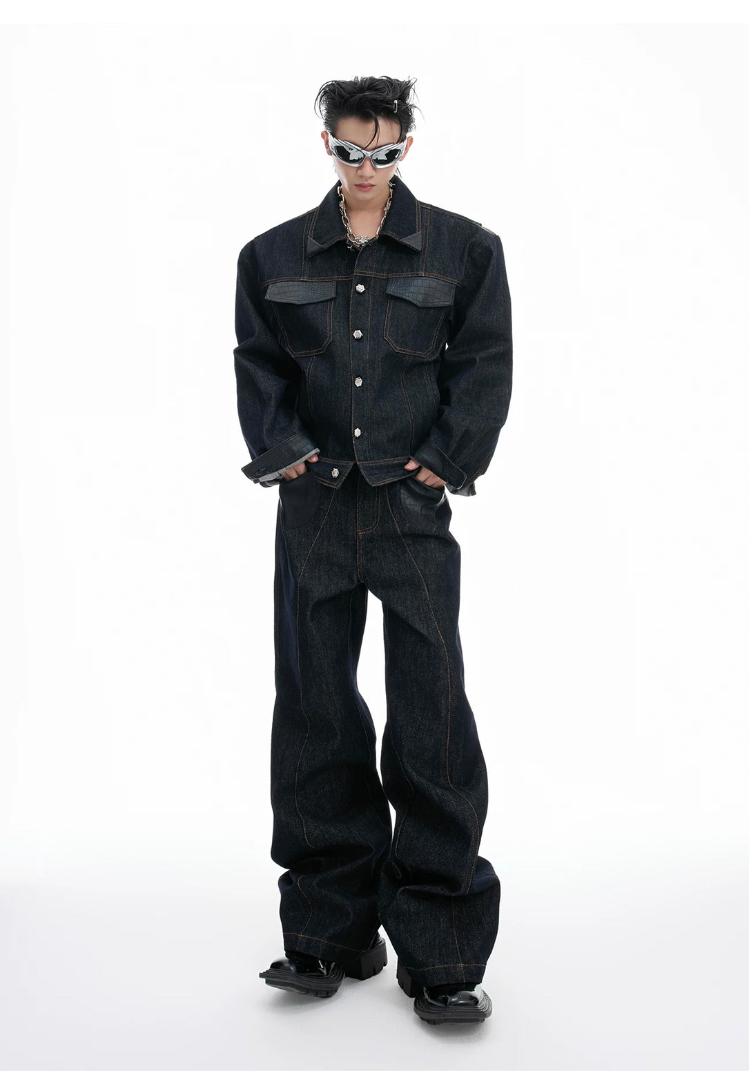 Argue Culture Croc-Trim Cropped Jacket and Pants Set - product detail view 5