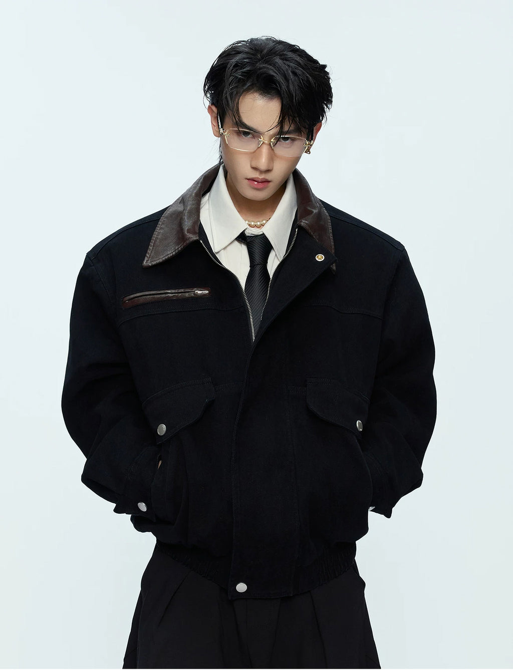 Argue Culture Contrast-Collar Utility-Pocket Jacket - product detail view 4