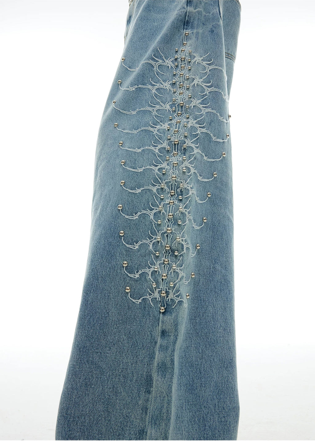 Argue Culture Studded Spine-Panel Washed Jeans - product detail view 6