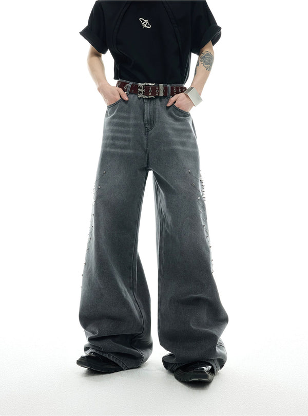 Argue Culture Studded Spine-Panel Washed Jeans - product detail view 9