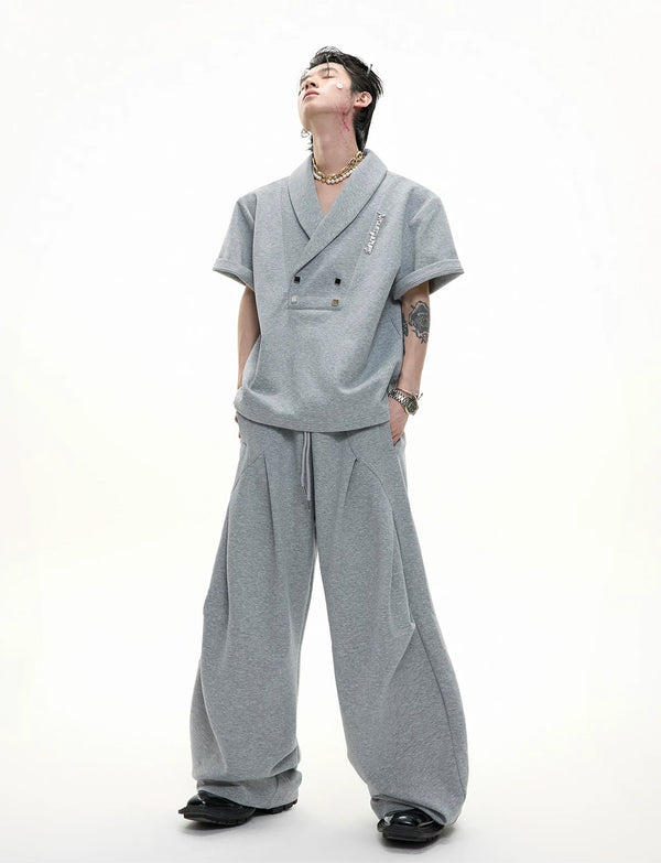 Argue Culture Metal-Detail Padded-Shoulder Top and Pleated Pants Set - product detail view 3