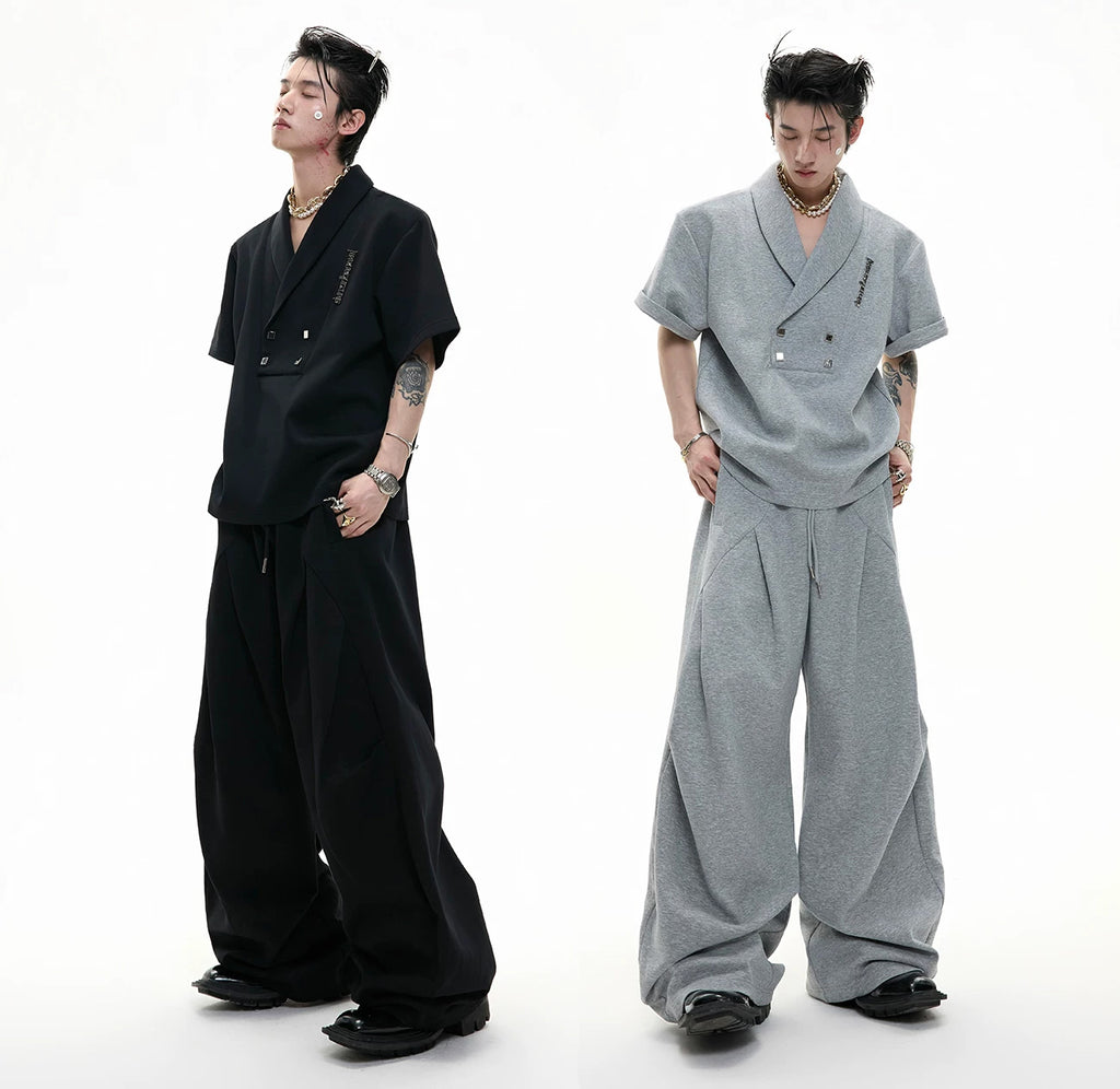 Argue Culture Metal-Detail Padded-Shoulder Top and Pleated Pants Set - product detail view 4