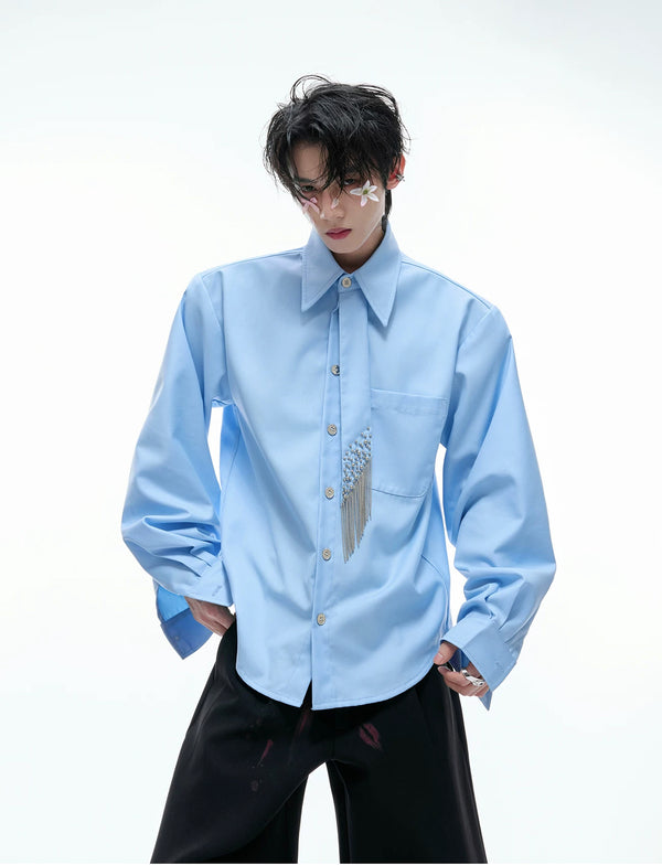 Argue Culture Tie-Panel Padded-Shoulder Shirt - product detail view 2