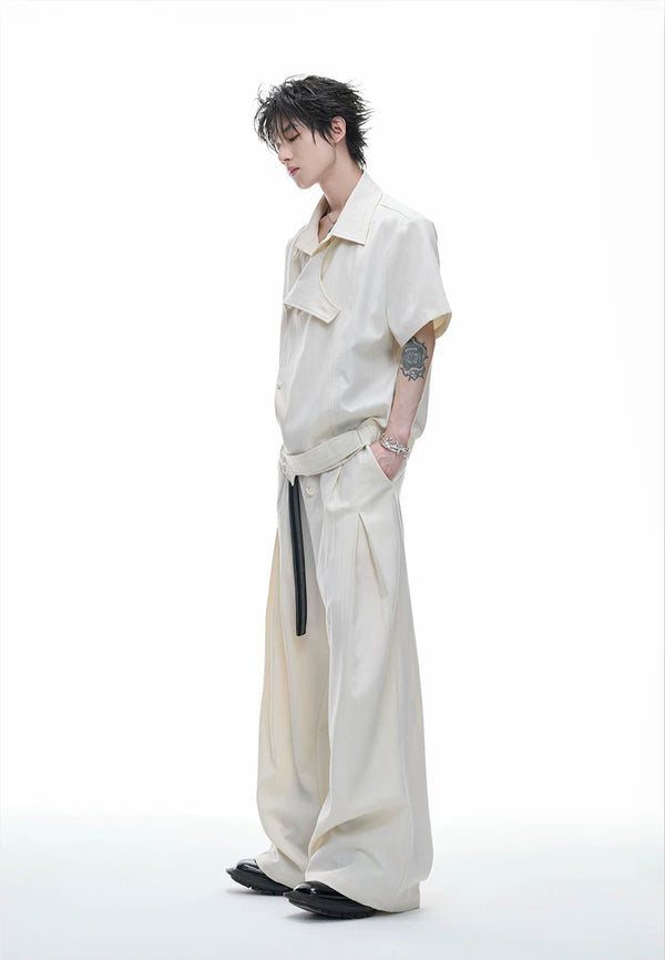 Argue Culture Embroidered Asymmetric Stripe Shirt Set - product detail view 15