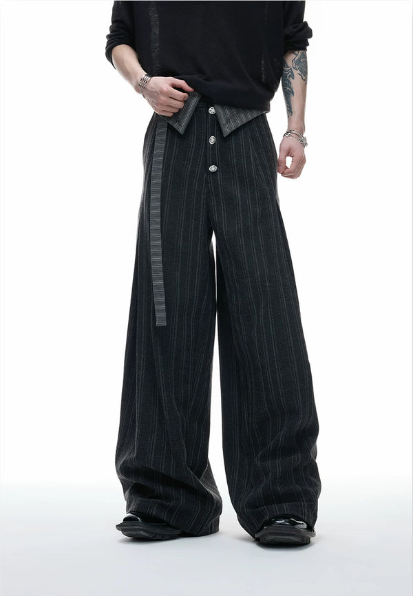 Argue Culture Embroidered Asymmetric Stripe Shirt Set - product detail view 20