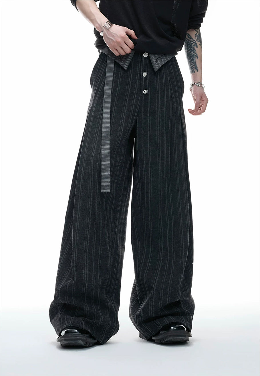 Argue Culture Embroidered Asymmetric Stripe Shirt Set - product detail view 21