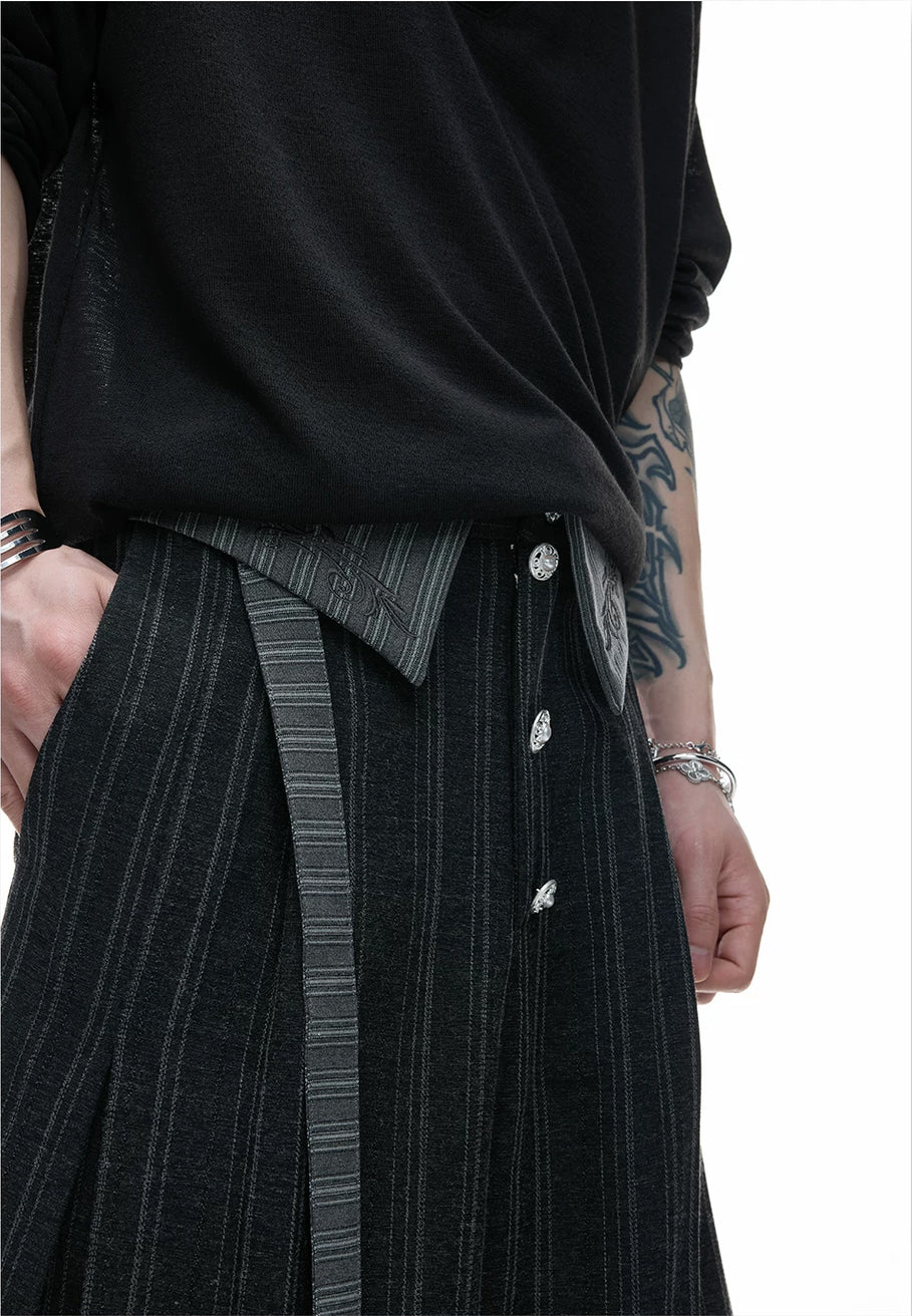 Argue Culture Embroidered Asymmetric Stripe Shirt Set - product detail view 22