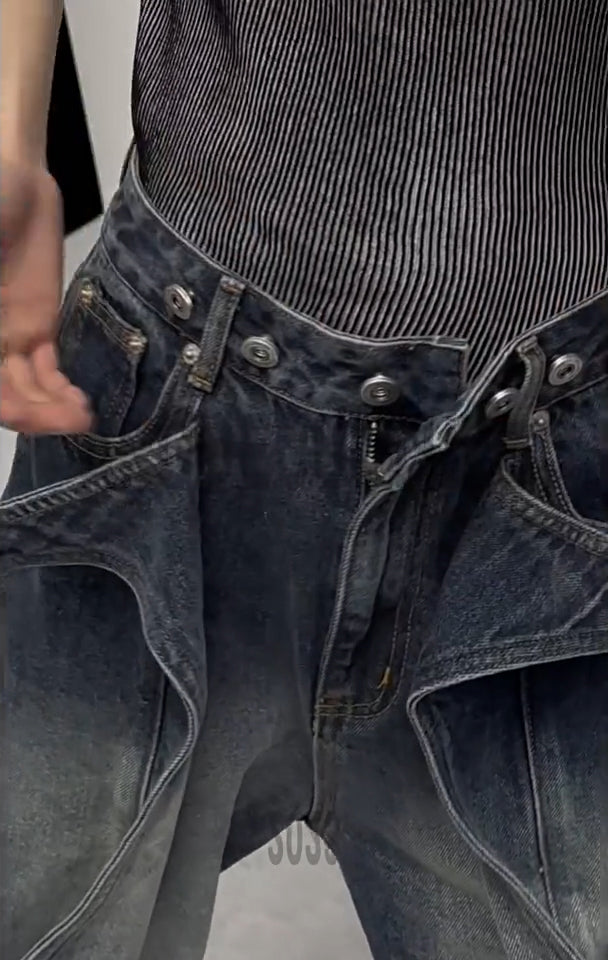 Argue Culture Panelled Convertible-Flare Jeans - product detail view 1