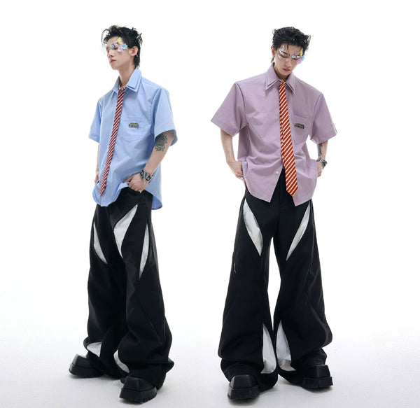 Argue Culture Layered Tie-Collar Short-Sleeve Shirt - product detail view 6