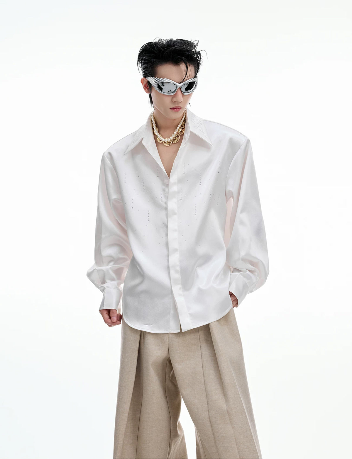Argue Culture Shimmer Cropped Shirt - product detail view 2