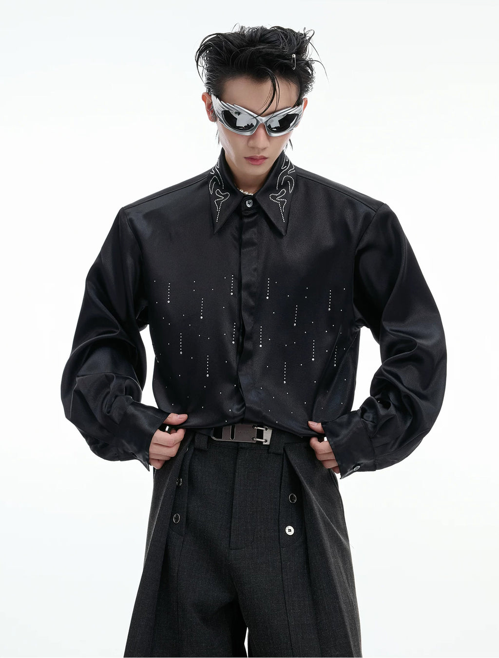 Argue Culture Shimmer Cropped Shirt - product detail view 4