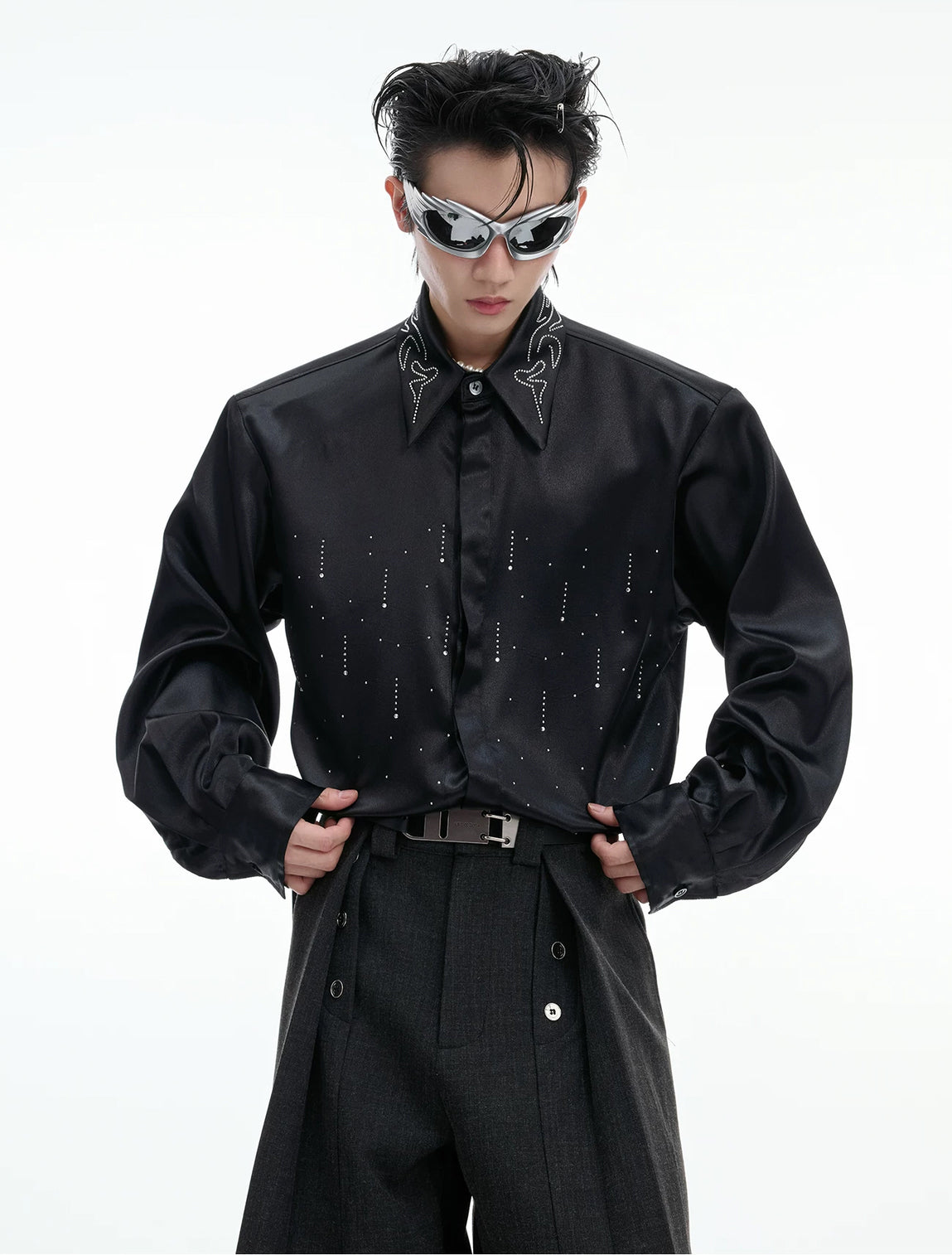 Argue Culture Shimmer Cropped Shirt - product detail view 4