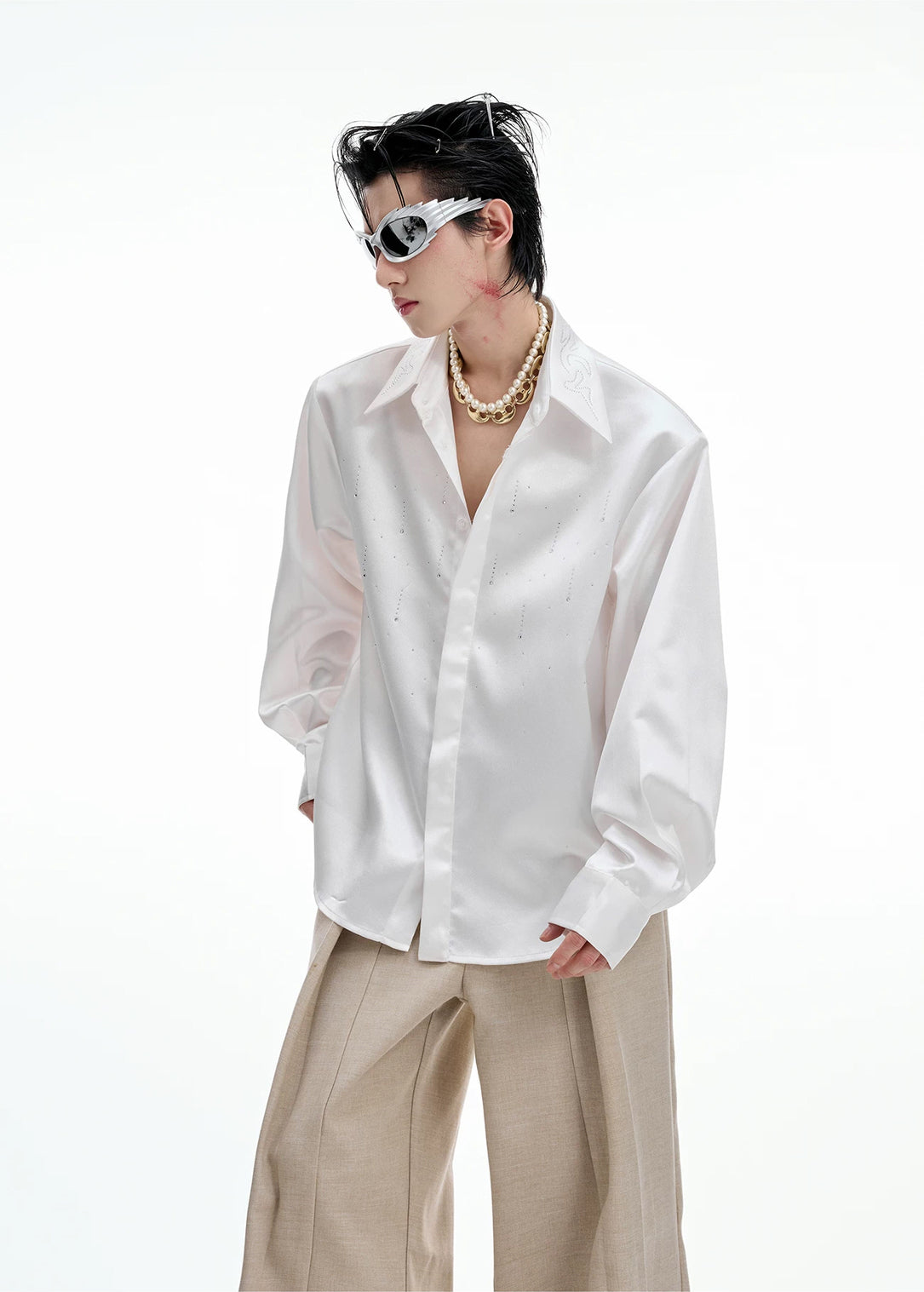 Argue Culture Shimmer Cropped Shirt - product detail view 5