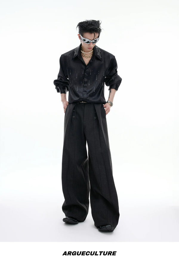 Shimmer Cropped Shirt — Black - Top — styling view 3