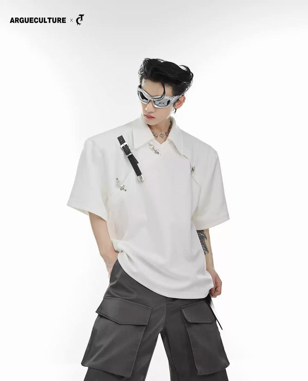 Argue Culture Buckled Padded-Shoulder Polo Shirt - gallery view 1