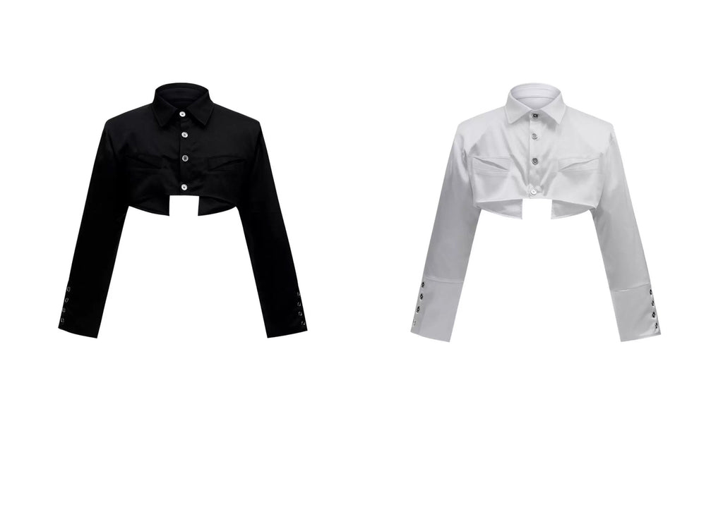 Argue Culture Tie-Detail Cropped Padded-Shoulder Shirt - product detail view 4