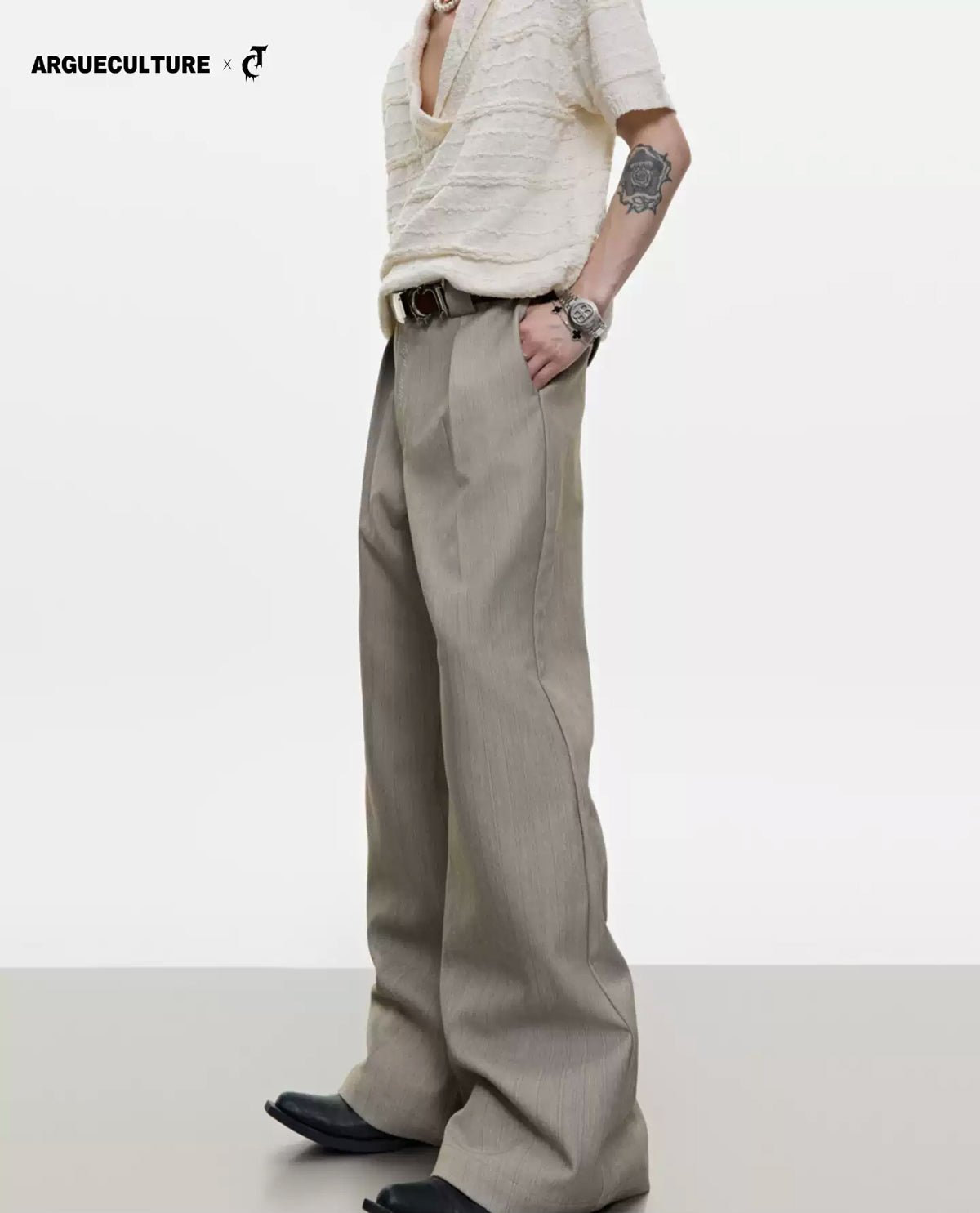 Embroidered Micro-Flare Tailored Pants 서브 이미지