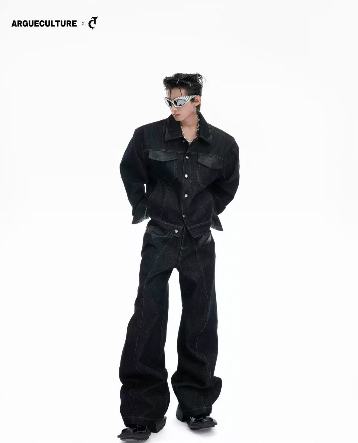 Argue Culture Croc-Trim Cropped Jacket and Pants Set - gallery view 1