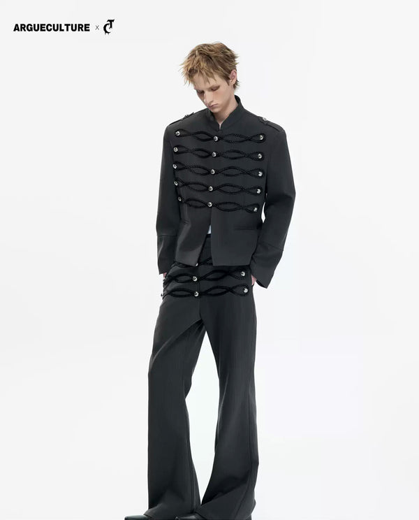Argue Culture Braided-Trim Double-Breasted Stripe Jacket - gallery view 1